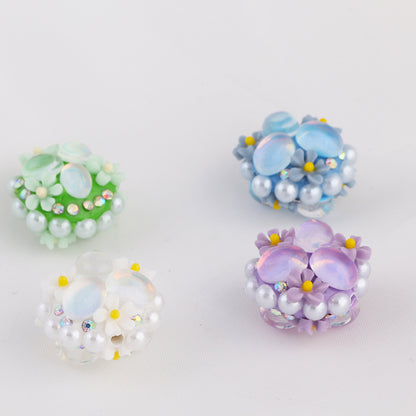 Cat Eye Bubblegum Beads 16mm Triple Flower Cluster Pastel 6pcs 4