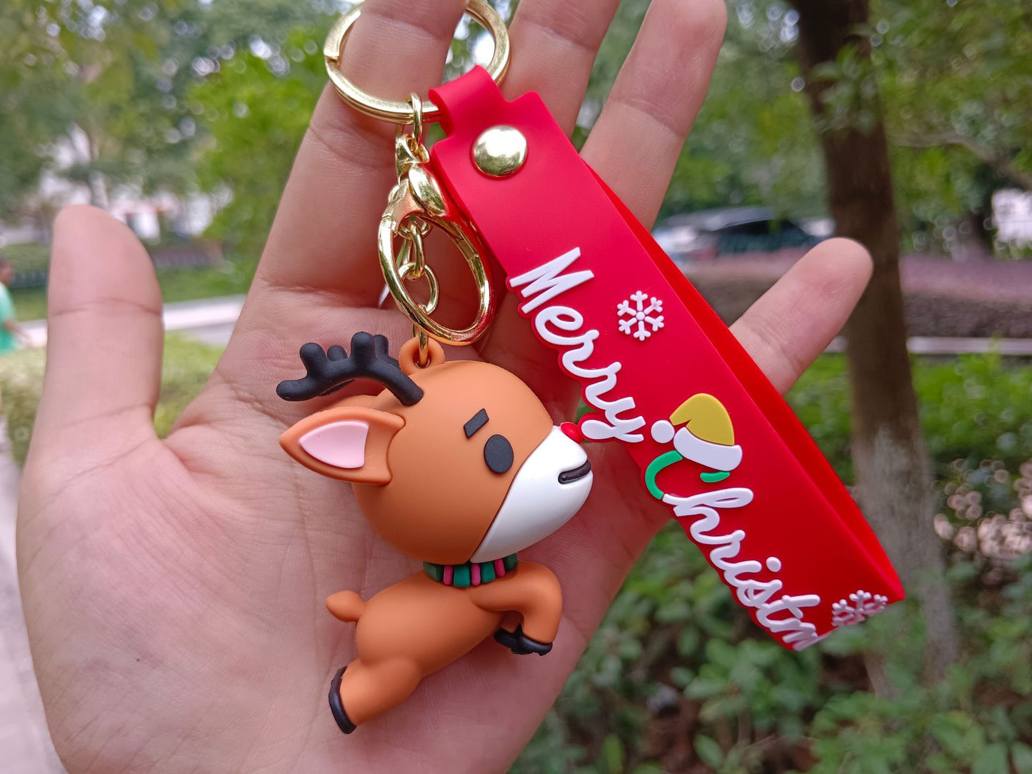 Silicone Christmas Keychain Cartoon Santa Snowman Tree Deer Charm 13