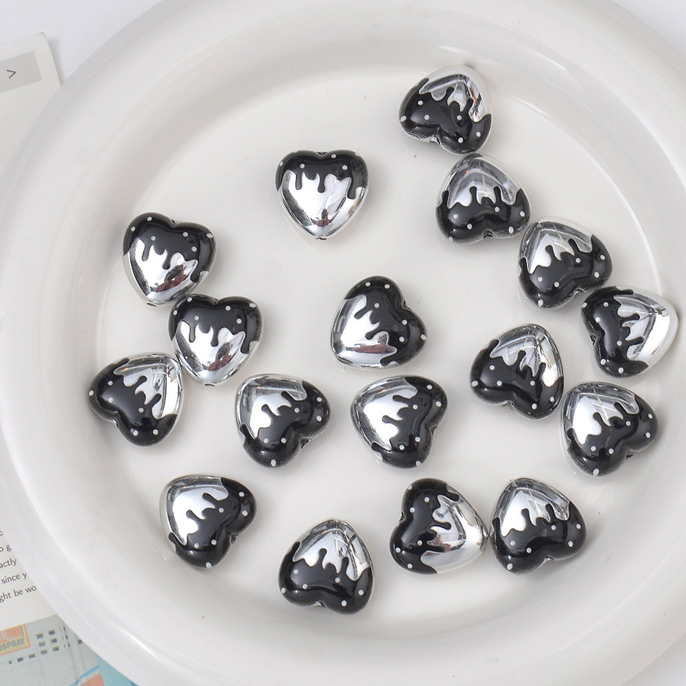 Plating Drip Heart Acrylic Beads 16mm Colorful Mixed 10pcs 5