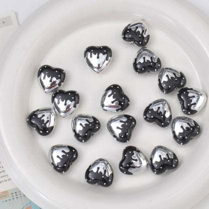 Plating Drip Heart Acrylic Beads 16mm Colorful Mixed 10pcs 5