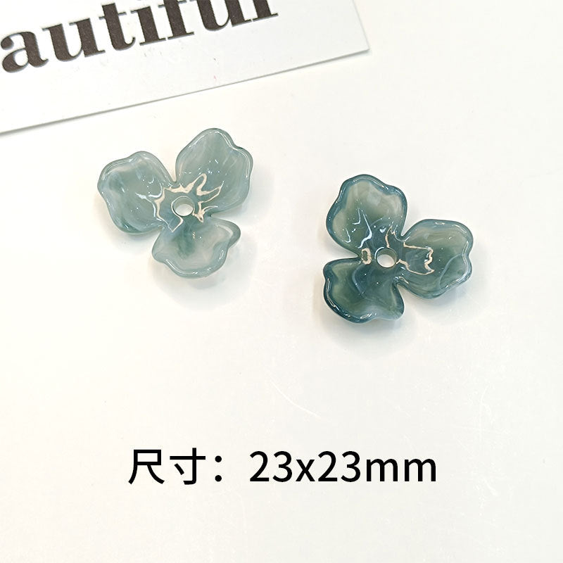 Three-Petal Flower Acrylic Beads 23mm Translucent Mixed Colors 100pcs 7