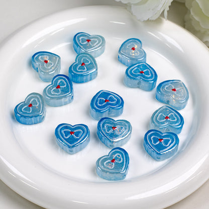Bow Pattern Heart Resin Beads 20mm Colorful Mixed 10pcs 17