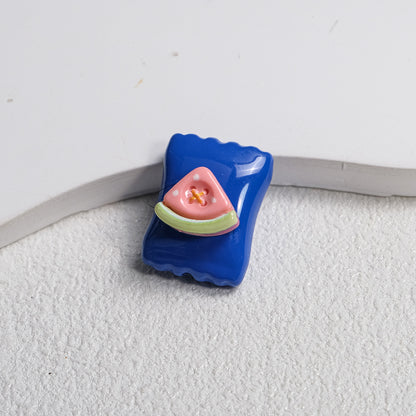 Fruit Snack Bag Acrylic Square Beads 23mm Glossy Detailed 10pcs 14