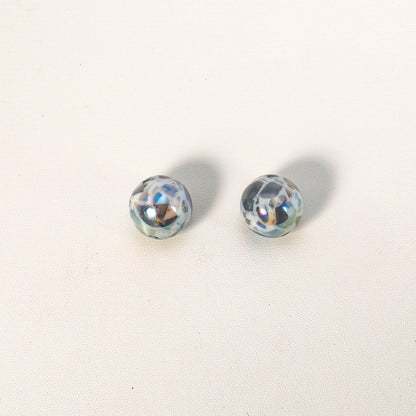 Milk Colored Marbled Resin Beads 16mm Glossy Round 20pcs 12