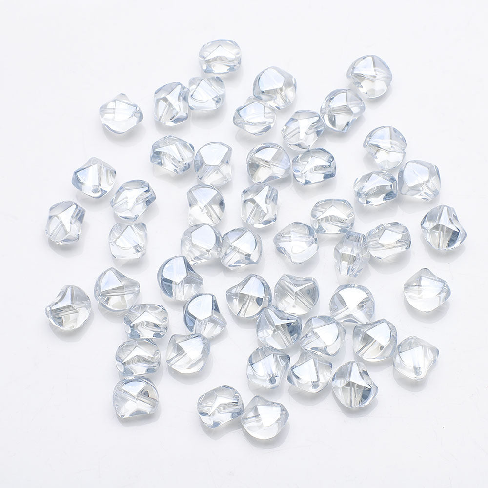 Faceted Four Sided Glass Beads 8mm Electroplated Colorful 50pcs 13