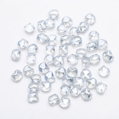 Faceted Four Sided Glass Beads 8mm Electroplated Colorful 50pcs 13