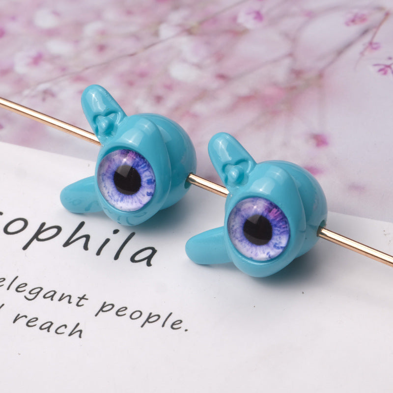 Baking Painted One-Eyed Monster Acrylic Beads 16mm Colorful Glossy 50pcs 10