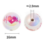 Plated Round Acrylic Beads 16mm UV Plating Valentine Heart Design 50pcs 3