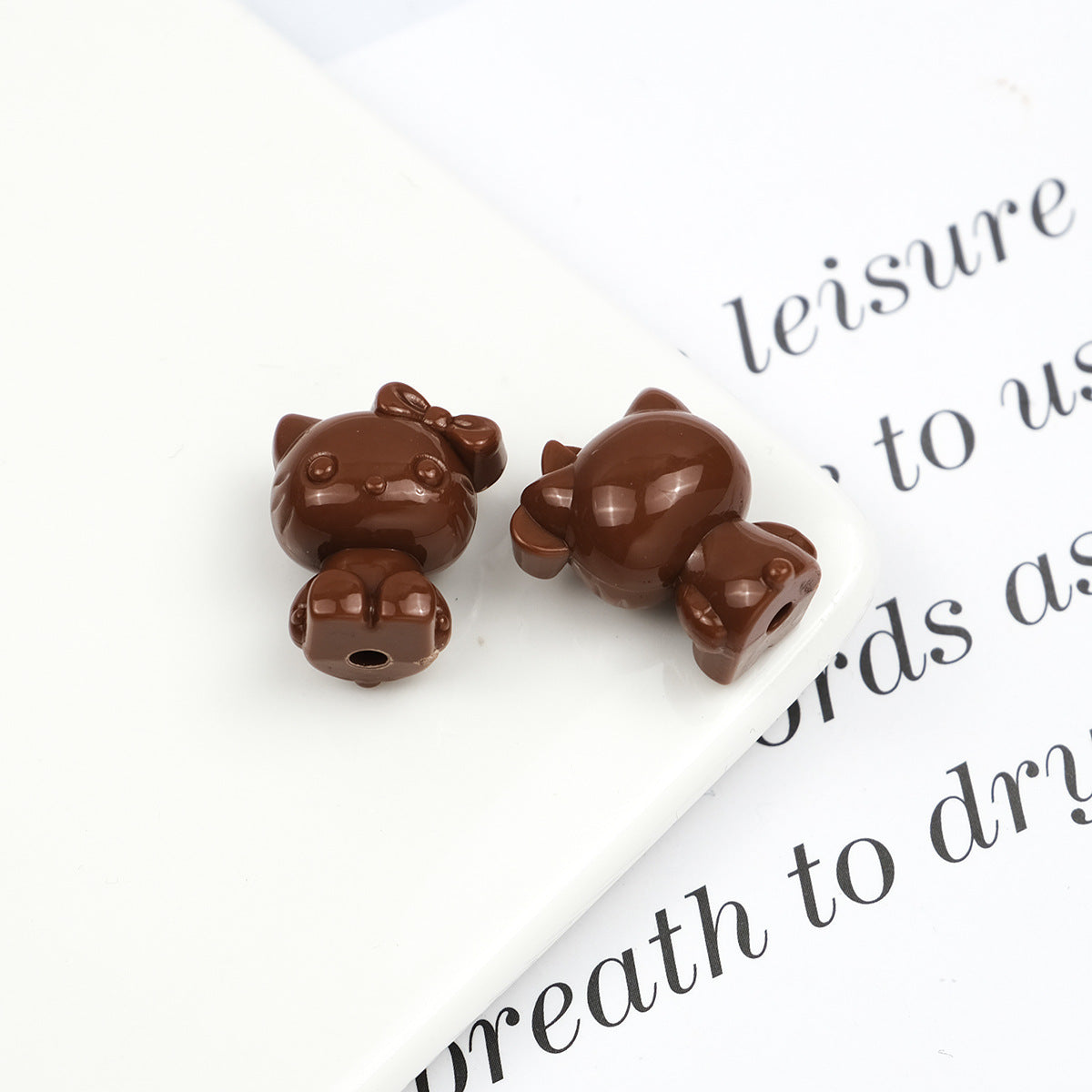 Maillard Color Hello Kitty Acrylic Beads 19mm Glossy Coffee Tones 50pcs 5