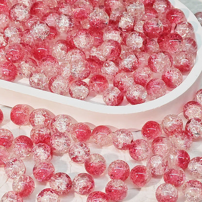 Crackle Glass Beads Round 10mm Transparent Mixed Colors 50pcs 41