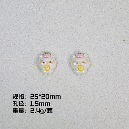 Plating Chiikawa Series Resin Beads Glossy Pastel Colors 20pcs 8