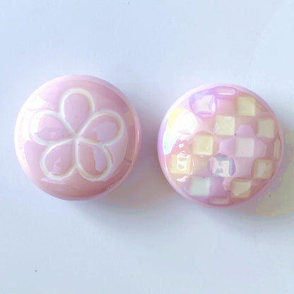 UV Plating Round Acrylic Beads 25mm Summer Fantasy Floret 100pcs 13