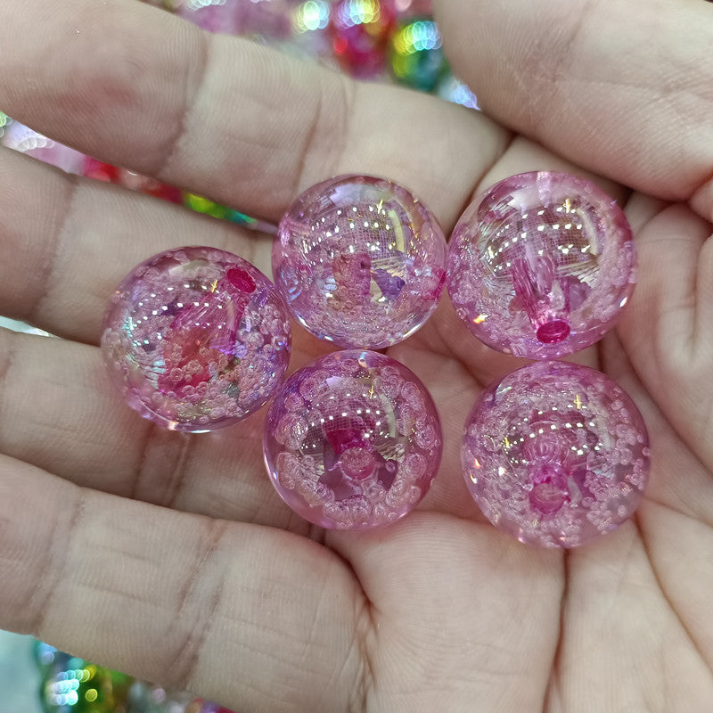 Plated Bubblegum Beads 20mm Tiny Bubble Acrylic Translucent 50pcs 3