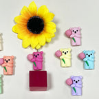 Silicone 3D Focal Beads Teddy Bear Holding Rose 20pcs 4