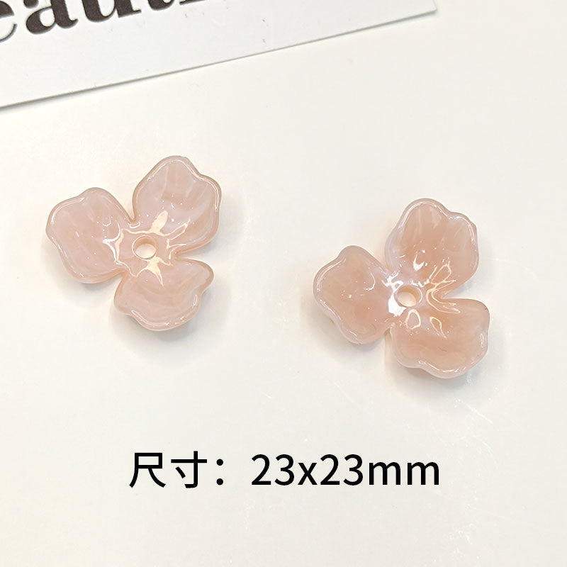 Three-Petal Flower Acrylic Beads 23mm Translucent Mixed Colors 100pcs 3