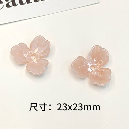 Three-Petal Flower Acrylic Beads 23mm Translucent Mixed Colors 100pcs 3