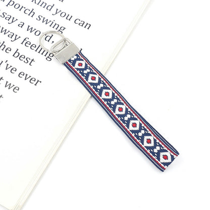 Bohemian Style Wristlet Keychain Antique Silver Polyester 2pcs 17cm 7
