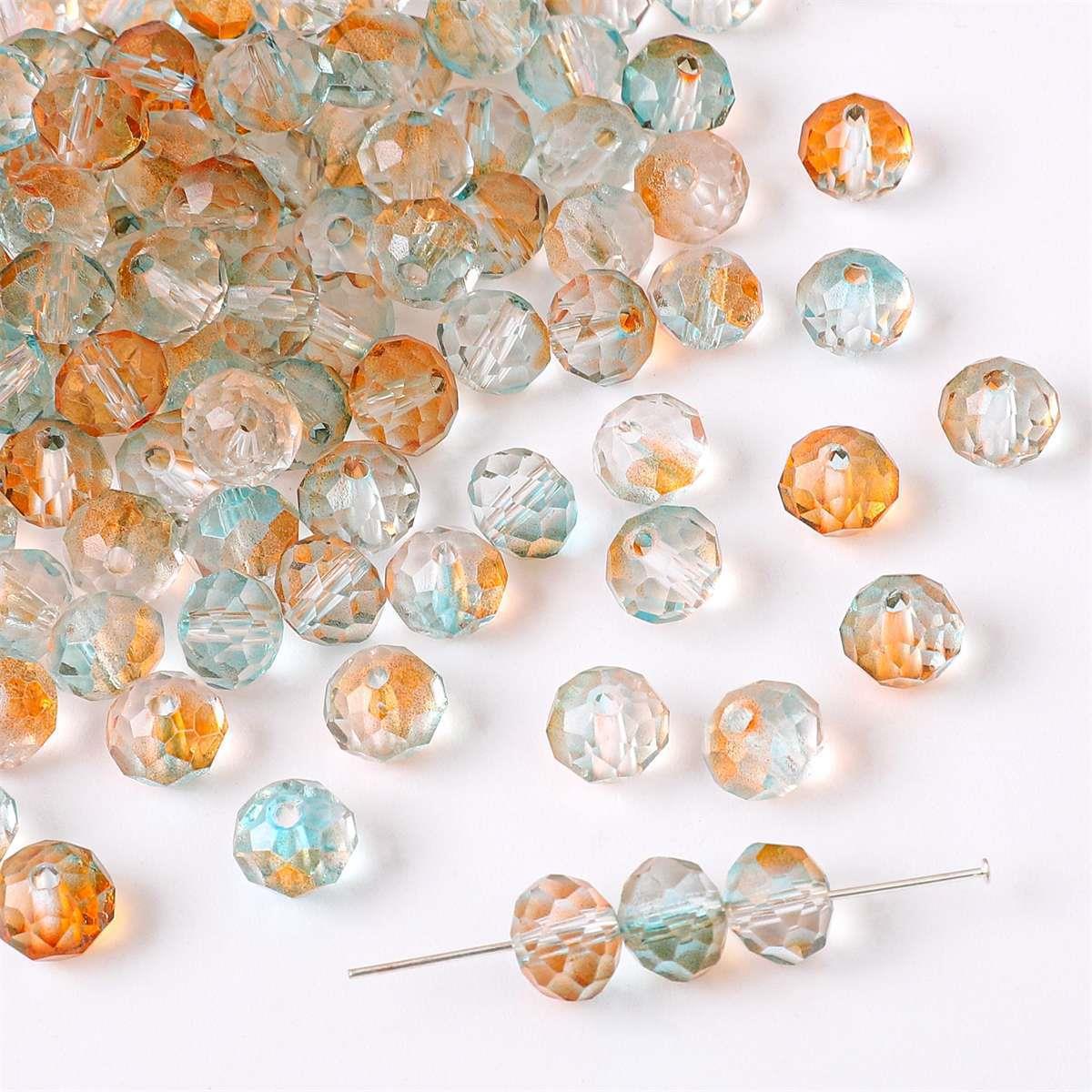 Czech Glass Beads Faceted 7 8mm Gradient Pastel Colors 50pcs 15