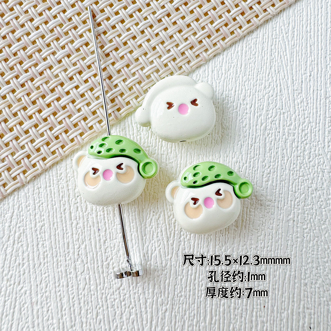 Baking Painted Teddy Bear and Flowerpot Metal Beads 15mm 10pcs 8
