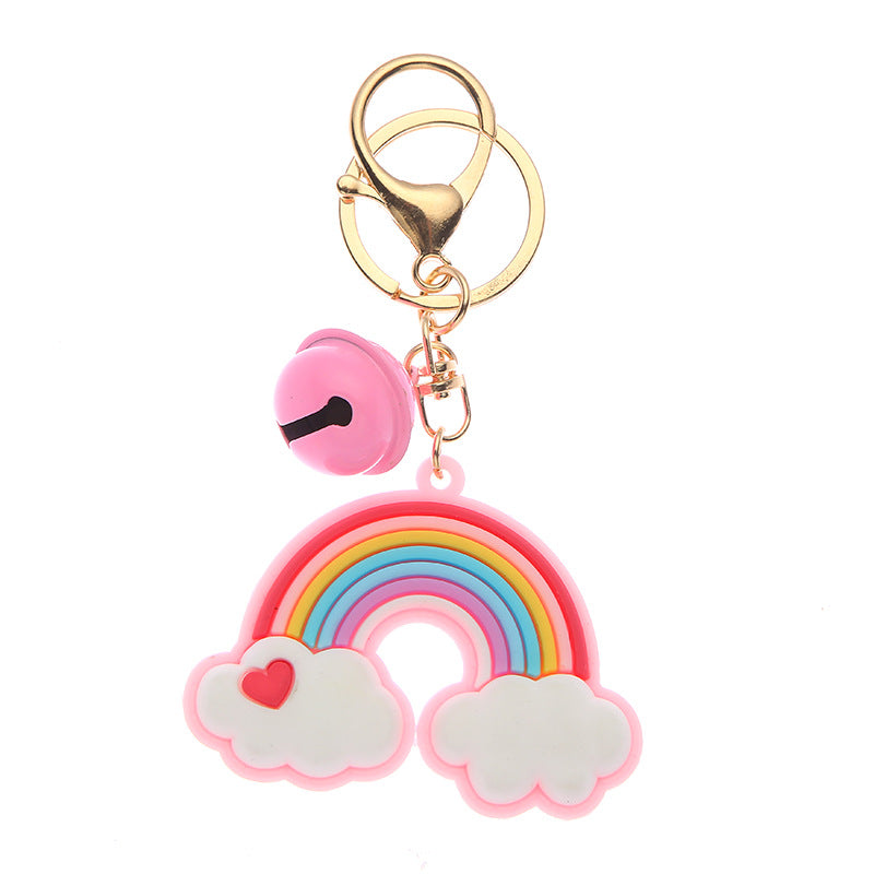 Silicone Rainbow Heart Cloud Keychain Colorful Pastel Charm 5