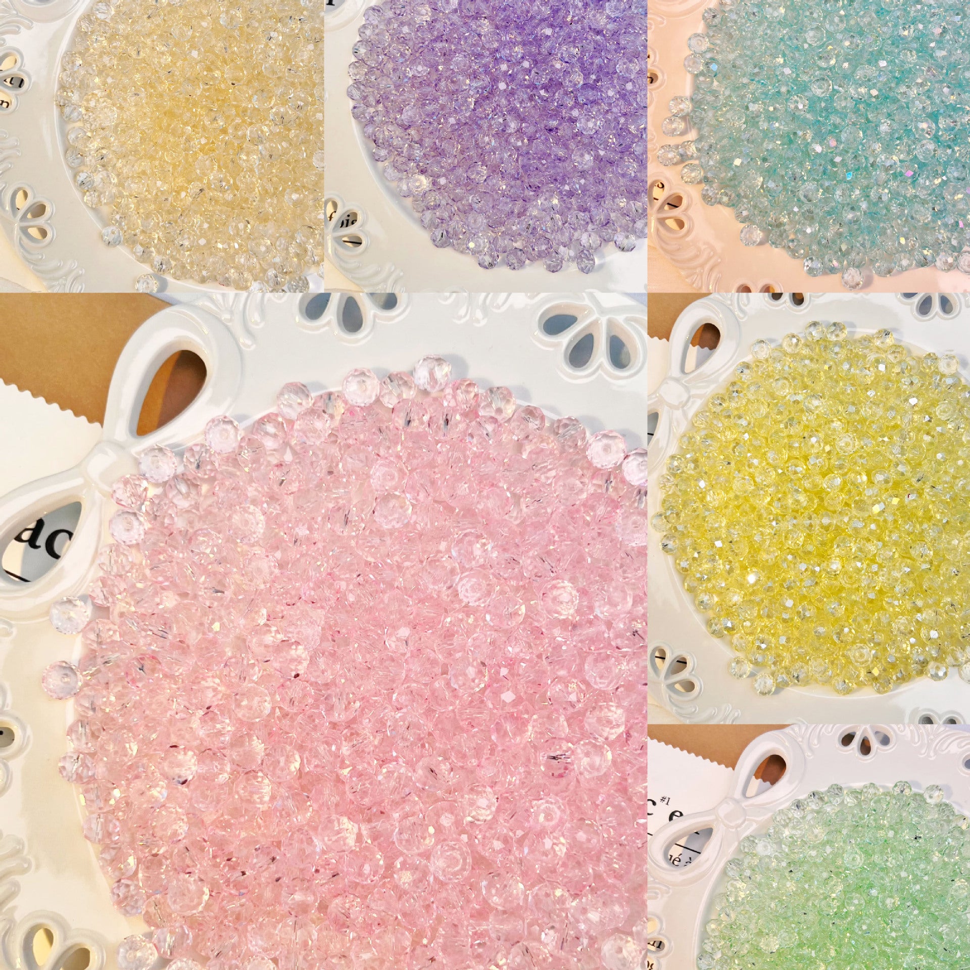 Electroplated Transparent Diamond Glass Beads 6mm 8mm 60pcs 2
