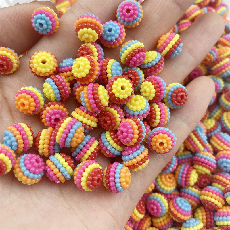 Colorful Waxberry Acrylic Beads 12-14mm ABS Plastic 100pcs 6