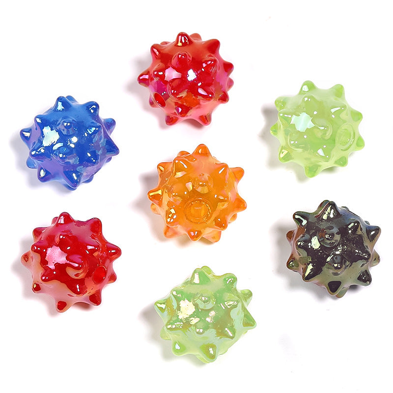 Plated Sea Urchin Acrylic Beads 18mm UV Colored Glossy 50pcs 5