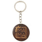 Wooden Round Floral Engraved MAMA Keychain Coffee Brown 8
