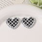 Transparent Heart Acrylic Beads 26mm Two-Color Plaid Lace Edge 10pcs 8