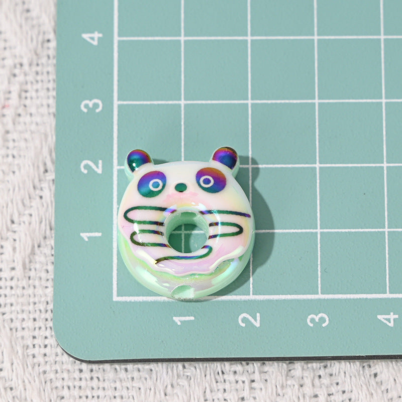 Animal Donut Resin Beads 20mm Glossy Pastel Shimmer 10pcs 11