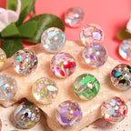 Plating Round Acrylic Beads 16mm Transparent Color Splash 50pcs