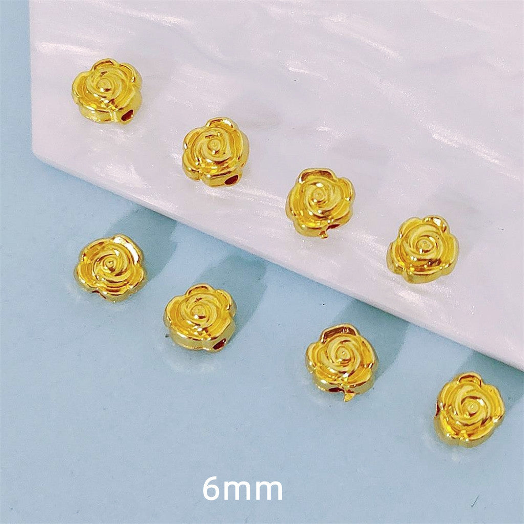 Rose Flat Metal Beads 6mm 9mm Vintage Alloy 100pcs 7