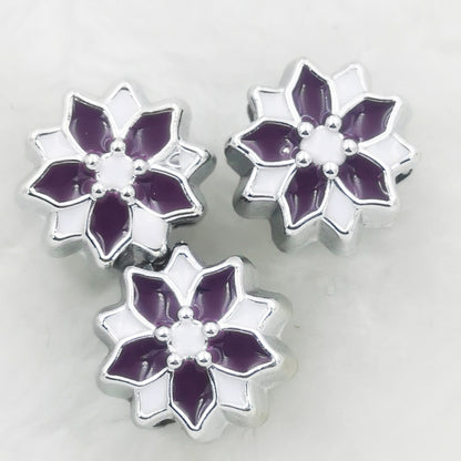 Dual Color Flower Acrylic Beads 12mm Enamel Finish 50pcs 10