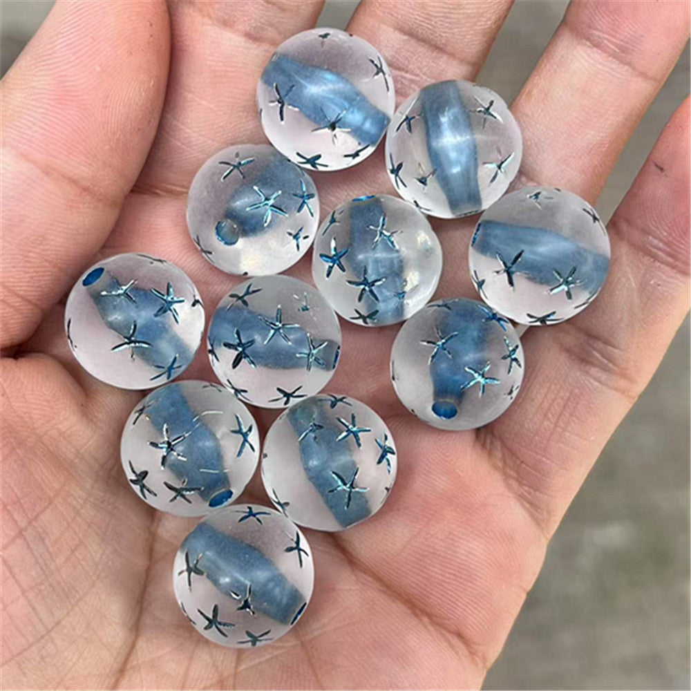 Matte Star Pattern Acrylic Beads 16mm Dyed Core 100pcs 4