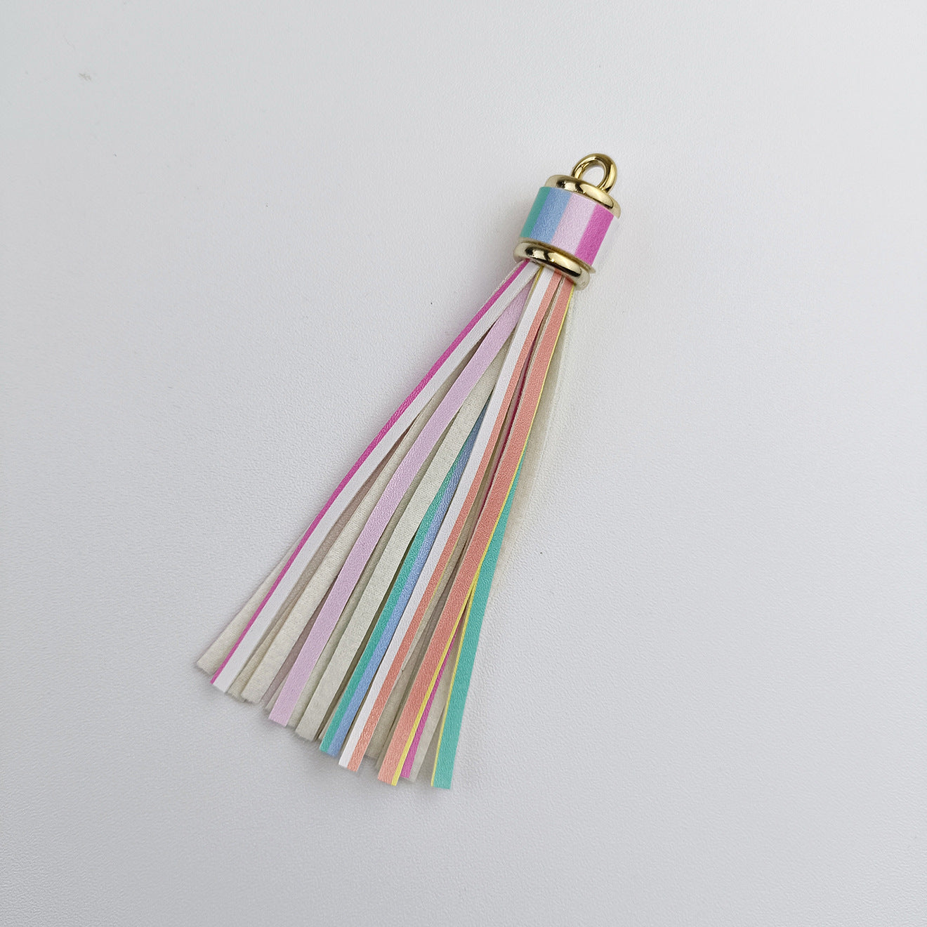 Multi Patterned PU Leather Tassel Keychain Charms 10cm 6pcs 5