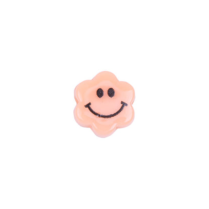 Flower Acrylic Beads 6-9mm Smiling Face Flat Pastel Mixed 100pcs 9