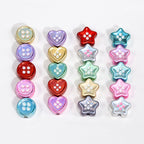 Plating Star and Heart Button Acrylic Beads 11mm Assorted Colors 50pcs