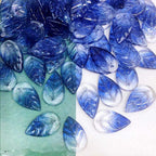 Czech Glass Beads Leaf 18mm Blue Veined Design 100pcs