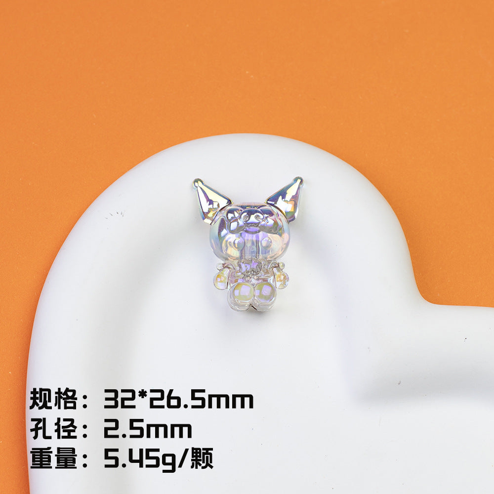 Plating Kuromi Acrylic Beads 32mm Transparent Mixed Colors 20pcs 11