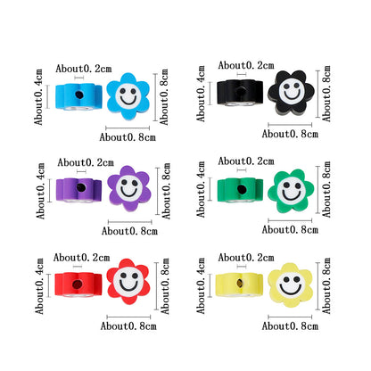 Flower Clay Beads 8mm Colorful Smiling Face Six-Petal 100pcs 2