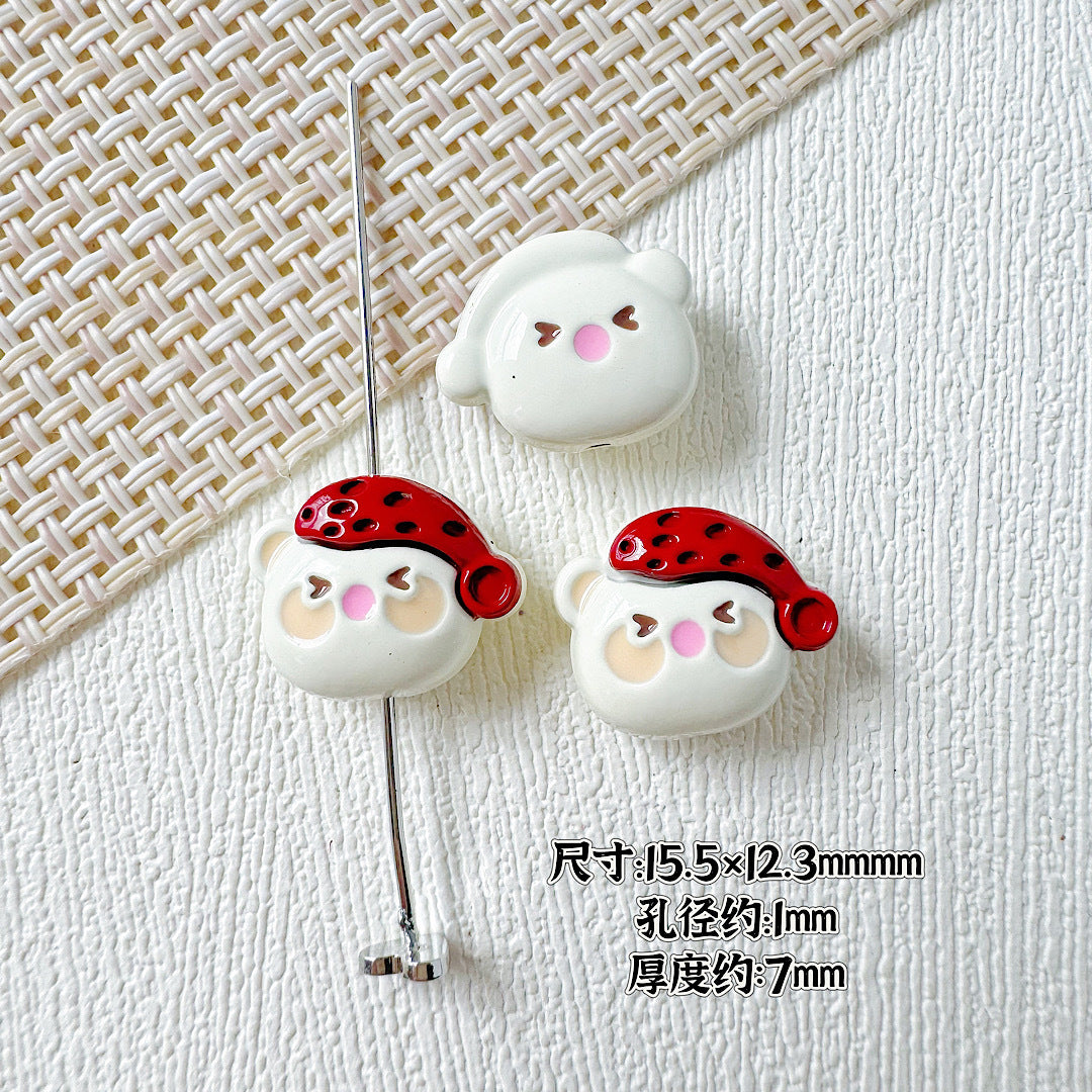 Baking Painted Teddy Bear and Flowerpot Metal Beads 15mm 10pcs 12