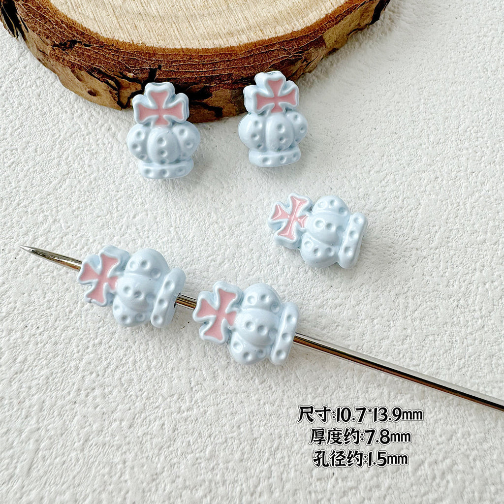 Crown and Wink Metal Beads 13mm Glossy Pastel Painted Alloy 10pcs 6