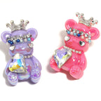 Crown Bear Acrylic Beads 22x38mm Glossy with Jewels 5pcs