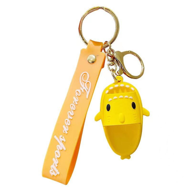 Silicone Shark Slippers Couple Keychain Cute Colorful Mini Shoes 5
