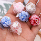 Flower Cluster Clay Beads 23mm Polymer Roses with Bow 5pcs 2