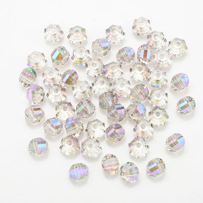 Faceted Glass Beads 8mm Watermelon Electroplated Iridescent 30pcs 19