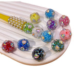Heart Embedded Rhinestone Bubblegum Beads 16mm Acrylic 10pcs 5
