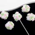 Flower Clay Beads 21mm Fresh Floral Ball Pastel Colors 6pcs 6