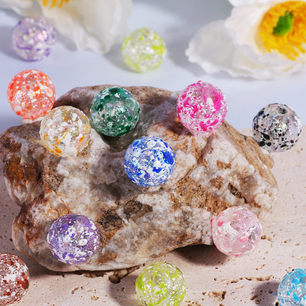 Dual Color Sprayed Ink Imitation Crackle Acrylic Beads 16mm 20pcs
