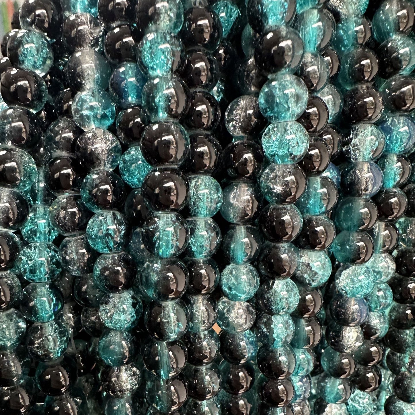 Crackle Glass Beads Round 8mm Dual Color Explosion 10 Strands 27